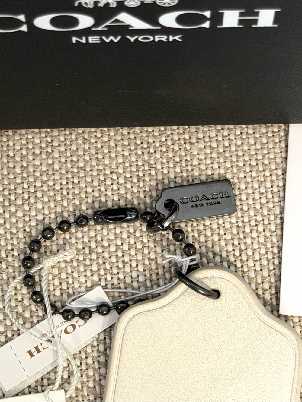 NEW Coach Disney Mickey Mouse Chalk White Leather Fob Bag Charm Bag Tag Keychain - Picture 4 of 8